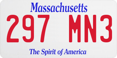 MA license plate 297MN3