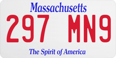 MA license plate 297MN9