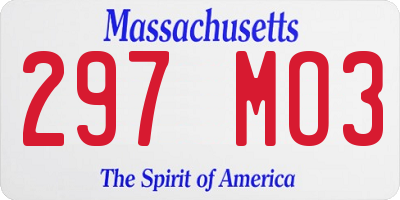 MA license plate 297MO3