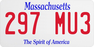 MA license plate 297MU3