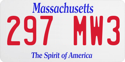 MA license plate 297MW3