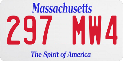 MA license plate 297MW4