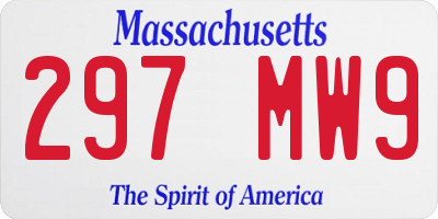 MA license plate 297MW9