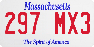 MA license plate 297MX3