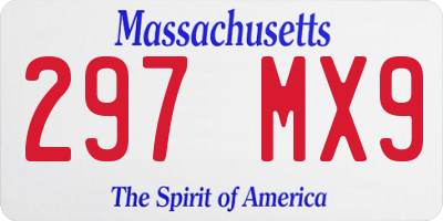 MA license plate 297MX9