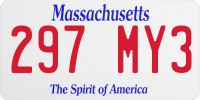 MA license plate 297MY3