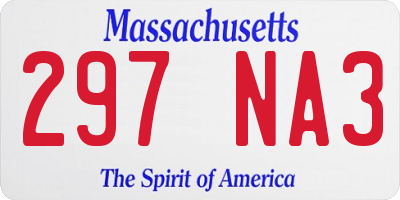 MA license plate 297NA3