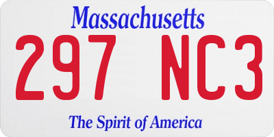 MA license plate 297NC3