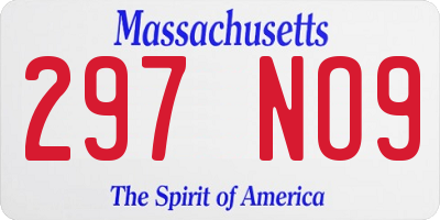 MA license plate 297NO9