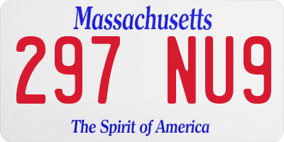 MA license plate 297NU9
