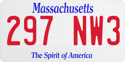 MA license plate 297NW3