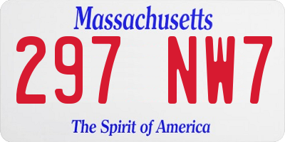 MA license plate 297NW7