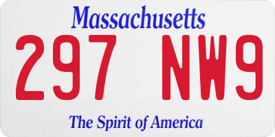 MA license plate 297NW9
