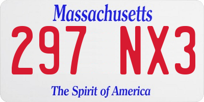 MA license plate 297NX3
