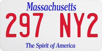 MA license plate 297NY2