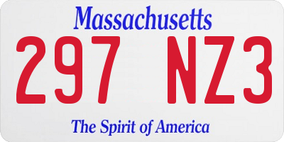 MA license plate 297NZ3