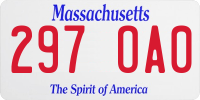 MA license plate 297OA0