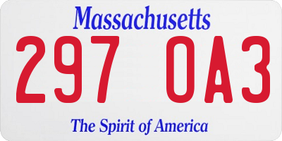 MA license plate 297OA3