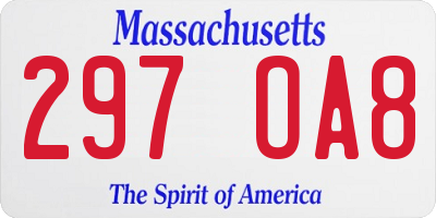 MA license plate 297OA8