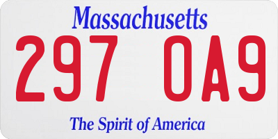 MA license plate 297OA9