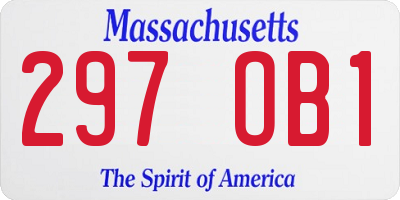 MA license plate 297OB1