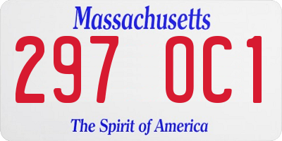 MA license plate 297OC1