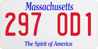 MA license plate 297OD1