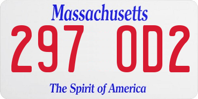 MA license plate 297OD2