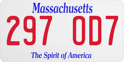 MA license plate 297OD7