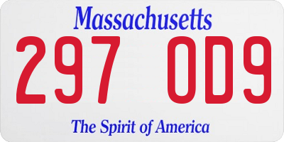 MA license plate 297OD9