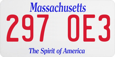 MA license plate 297OE3