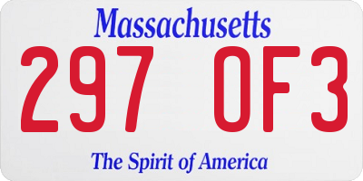 MA license plate 297OF3