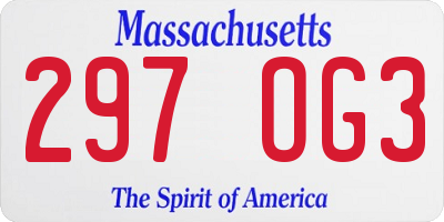 MA license plate 297OG3