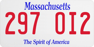 MA license plate 297OI2