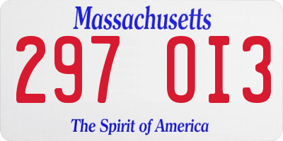 MA license plate 297OI3
