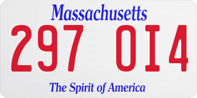 MA license plate 297OI4