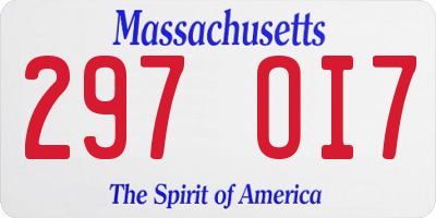 MA license plate 297OI7