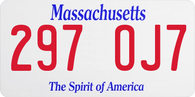 MA license plate 297OJ7