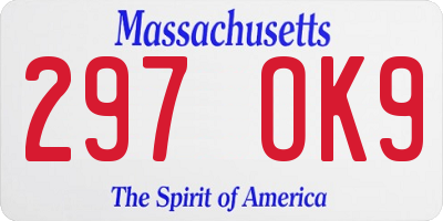 MA license plate 297OK9