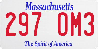 MA license plate 297OM3