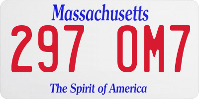 MA license plate 297OM7