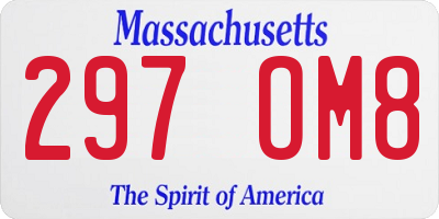 MA license plate 297OM8