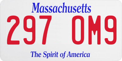 MA license plate 297OM9