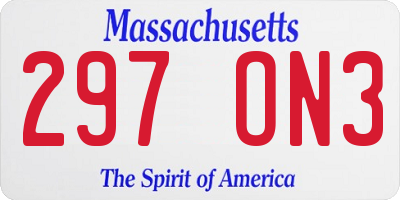 MA license plate 297ON3