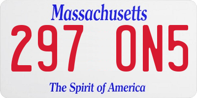 MA license plate 297ON5