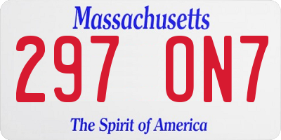 MA license plate 297ON7