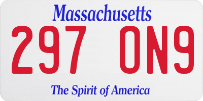 MA license plate 297ON9