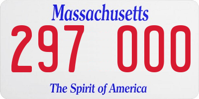 MA license plate 297OO0