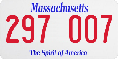 MA license plate 297OO7
