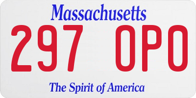 MA license plate 297OP0